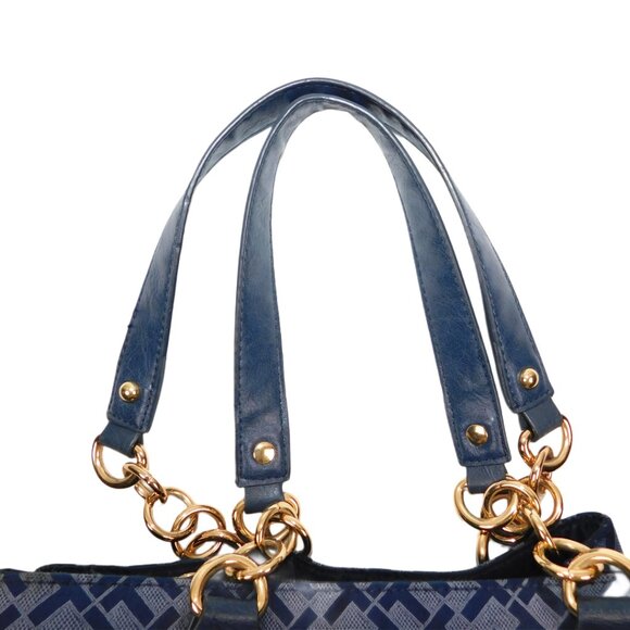 Tommy Hilfiger Blue Monogram Shoulder Bag – Gold Chain Straps - Picture 10 of 12